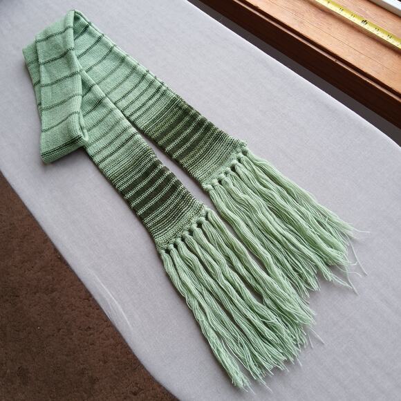 Pear Blossom Vertical Striped Sweater and Scarf Set Medium VTG 70s green black - Picture 12 of 16